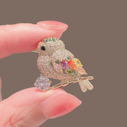 Magpie Bird Brooch High-end Female Japanese Cute Anti-exposure Personality Suit Collar Pin Color Pin Corsage Accessories